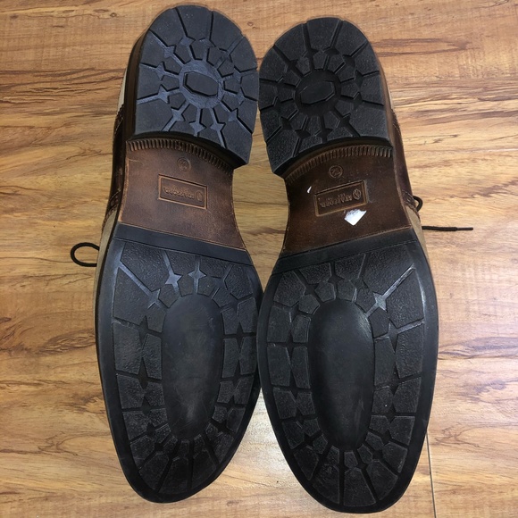 MENS STAFFORD BROWN/TAN LEATHER DRESS LOAFER
